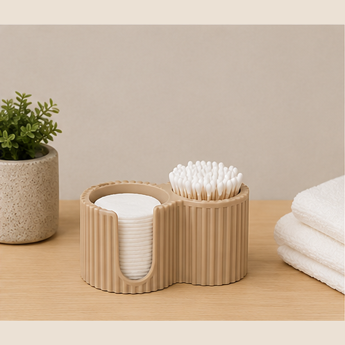Ribbed Cotton Pad & Swab Holder – Modern Bathroom Organizer - Image 6