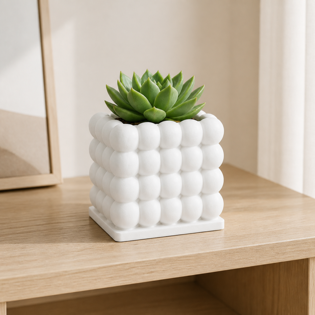 Bubbly Cube Planter – 3D Printed