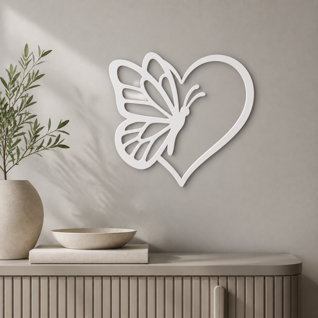 Butterfly & Heart Wall Decoration – 3D Printed