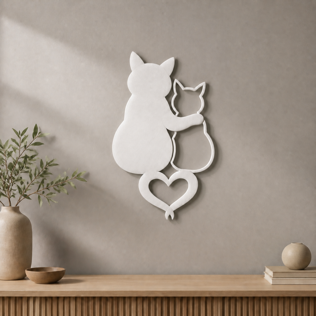 Cats Together Wall Decoration – 3D Printed