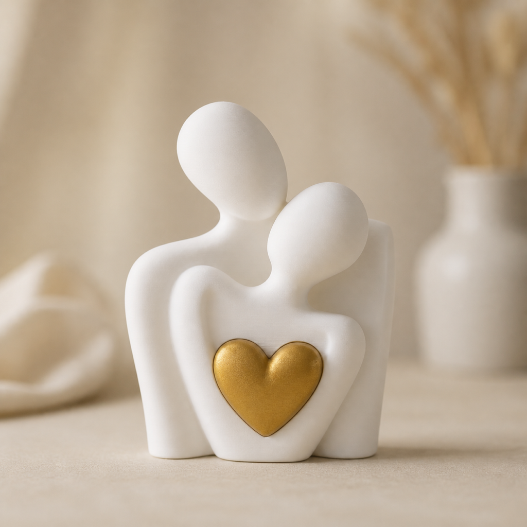 Couple in Love with Heart – 3D Printed Sculpture