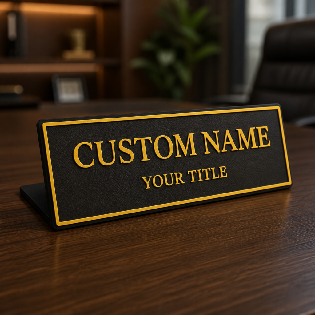Personalised Desk Name Plate – Custom Name & Title