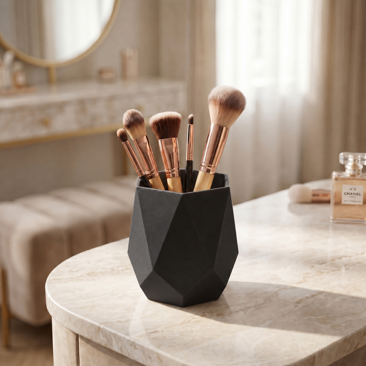 Geometric Makeup Brush Holder – 3D Printed - Image 3