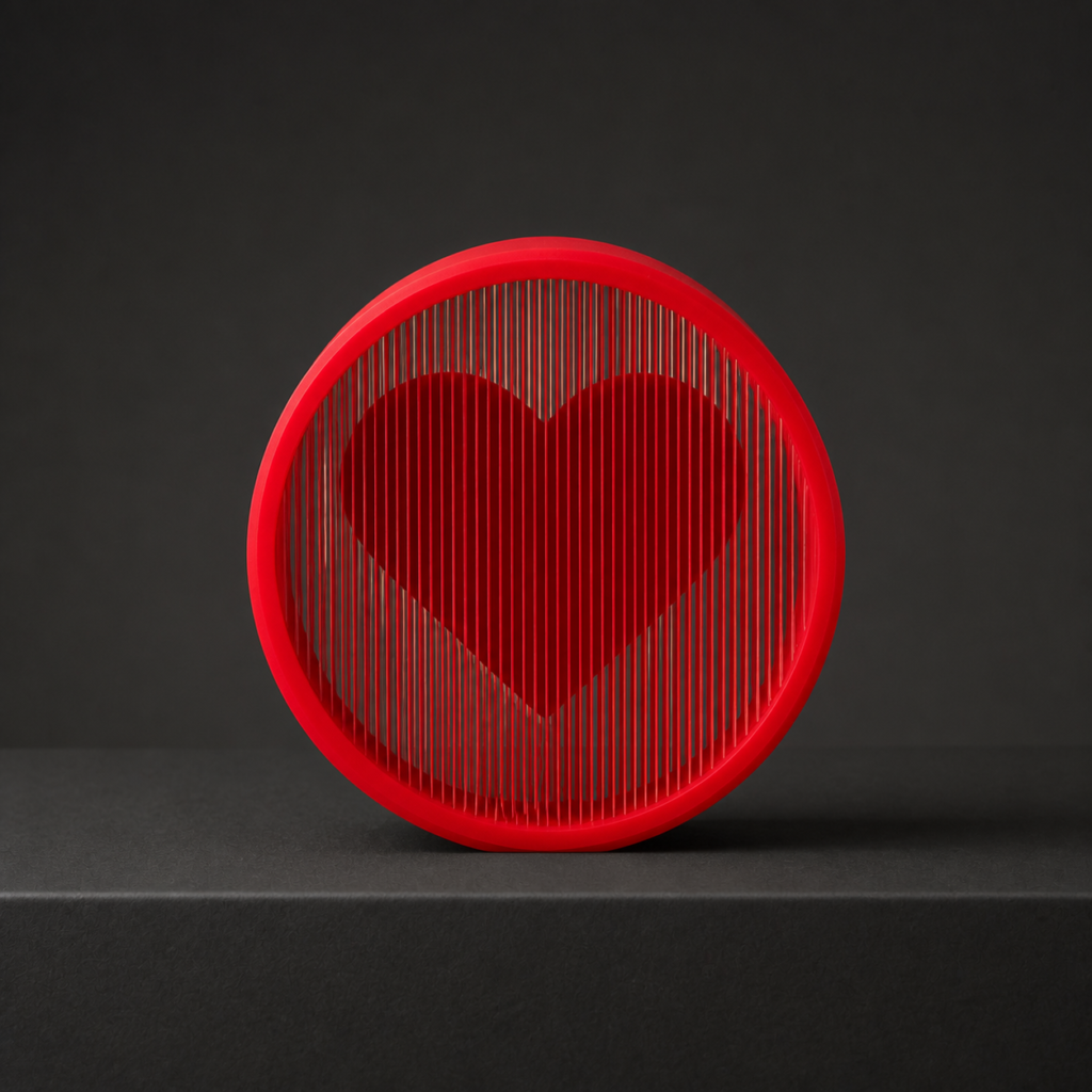 Suspended Heart – 3D Printed Optical Art