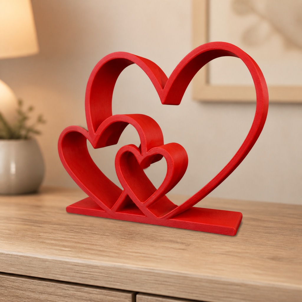Three Hearts Stand Decoration – 3D Printed